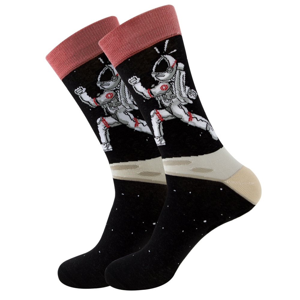 Winter Men Socks Fruits Geometric Street Tide Socks Astronauts Crew Socks